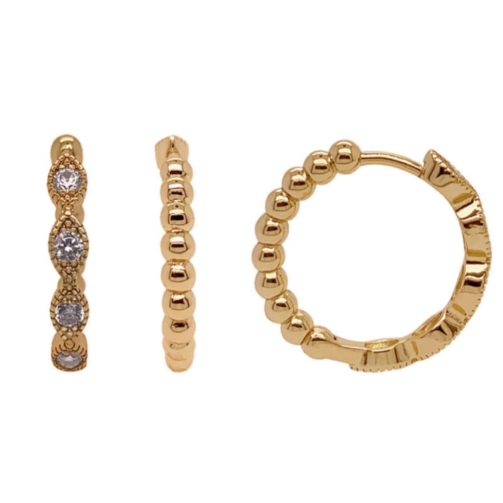 18K Gold Plated Reversible Hoop Earrings